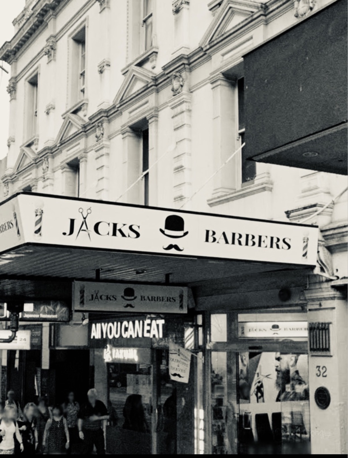 Jacks Barbers storefront in Melbourne CBD